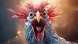 © Asad - Crazy Loud Chicken Wearing Glasses Yelling Loud