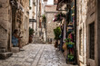 beautiful narrow Croatian streets in summer