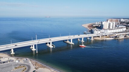 Aerial view of Lesner Bridge in Virginia Beach, Virginia