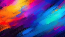 Black, Red, Yellow And Blue Brush Strokes Art Illustration Background.