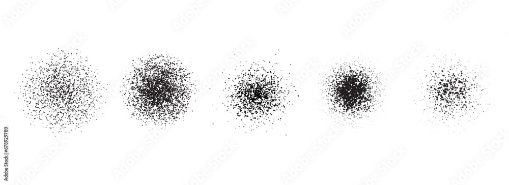 Stippled radial brush strokes. Grain dotted gradient collection. Grunge ...