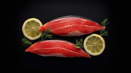 Wall Mural - salmon steak with lemon