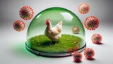 Fototapeta  - Shielded by Light A Dome-Covered Chicken House Representing Immune Strength, Vaccination Efficacy, and Pathogen Defense