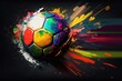 Piłka abstrakcyjny kolorowy akrylowy malowany obraz Generative AI
