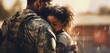 A Soldier's Embrace: The Touching Reunion of a Man in Full Military Uniform Hugging His Kid, the unspoken emotions, pride, and the universal significance of homecoming.