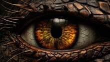 An Eye Of A Dragon With Golden Eyes