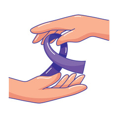 Sticker - epilepsy hands with ribbon