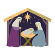 Manger scenet christmas card icon clipart avatar logotype isolated vector illustration