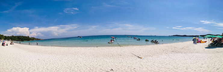 Wall Mural - Sea view with cloudy blue sky in peaceful day, island in Thailand