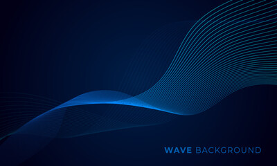 Poster - Abstract modern blue wave line style technology background