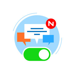 Poster - Turn on, allow message notification concept illustration flat design vector eps10. simple, modern graphic element for landing page ui, infographic, icon