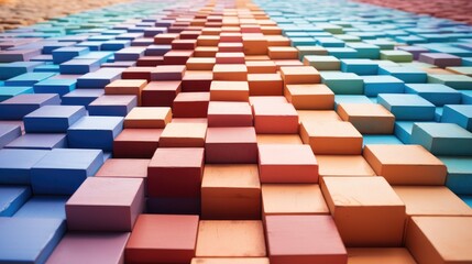 Leinwandbilder - Shot of arranged rows of colorful bricks stacked for construction.