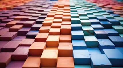 Leinwandbilder - Shot of arranged rows of colorful bricks stacked for construction.