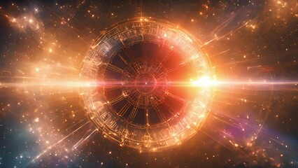 experience intergalactic connection zodiac, pulsating vibrations energy travel across universe, weav