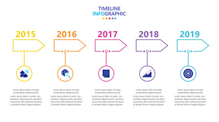 Aufkleber - Infographic template for business. Modern Timeline infograph with 5 steps.