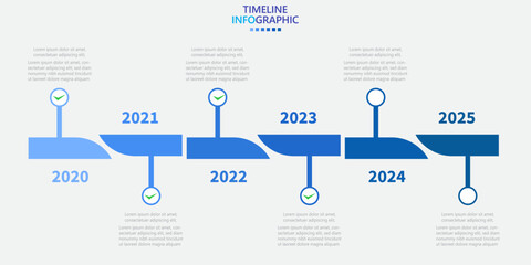 Aufkleber - Infographic template for business. Modern Timeline diagram calendar with 6 steps and tick marks for target achievement.