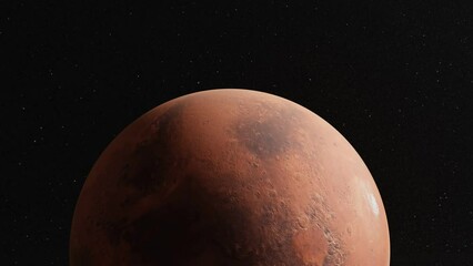 Wall Mural - Mars Planet, 3D Render, Realistic, Rotating, Orbit, Deep Space, Outer Space, Center Frame