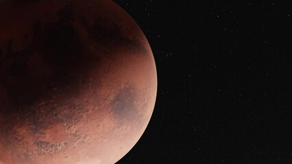 Wall Mural - Mars Planet, 3D Render, Realistic, Rotating, Orbit, Deep Space, Outer Space, Center Frame vertical