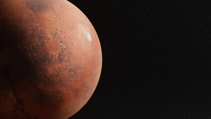 Wall Mural - a Mars Planet, 3D Render, Realistic, Rotating, Orbit, Deep Space, Outer Space, Center Frame