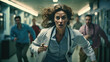 © mariiaplo - Doctor running in hospital emergency, patient crisis or pager call. Healthcare medical concept
