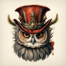 Nutcracker Hat Wearing Owl Illustration