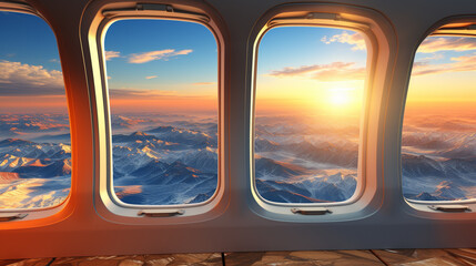 Sticker - view from airplane window HD 8K wallpaper Stock Photographic Image