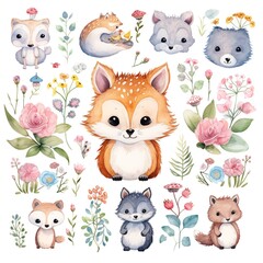 Wall Mural - set of funny animals