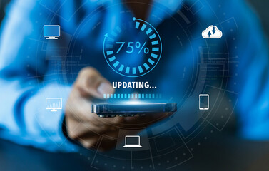 Human use phone update software application technology transfer, Data storage, network, hardware upgrade, online, system for sharing download and upload big data information, Installing app, update
