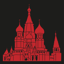 Red Moscow Temple Vector Illustration