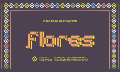 Wall Mural - Flores weaving pixel vintage style Text Effect
