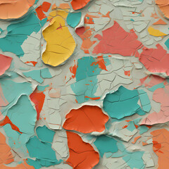 Sticker - seamless cracked peeling colourful paint pattern texture