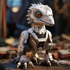 Poster - 3D cartoon Velociraptor robot