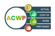 ACWP, Actual Cost of Work Performed acronym. Concept with keyword and icons. Flat vector illustration. Isolated on white.