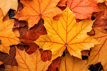 Sticker - Background with orange and yellow autumn leaves