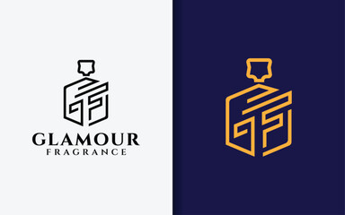 Poster - Glamour Fragrance Logo Design. Abstract Initial Letter G and F Combination as Perfume Bottle Design Concept.