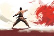 © LayerAce.com - Illustration of a martial artist, with empty space Generative AI