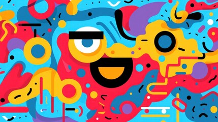 Sticker - A colorful background with a cartoon face