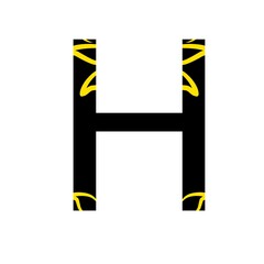 Wall Mural - alphabet H with black and yellow texture on a white background