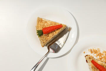 Wall Mural - Tasty and delicious food concept - carrot cake