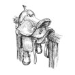 Saddle, sketch in vector, hand drawn illustration