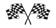 © Crashik - Formula 1 championship, isolated flags. Checkered simple isolated flags. Two crossed racing flags. Vector.