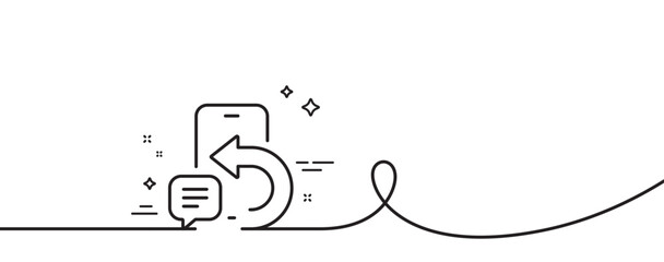 Poster - phone message line icon. continuous one line with curl. smartphone app sign. cellphone mobile device