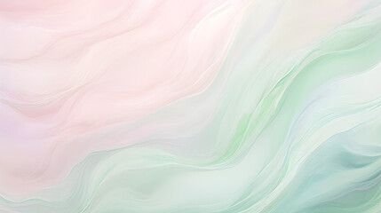 Poster - watercolor paint background Soft pink green pastel color waves texture marble. Generative AI.