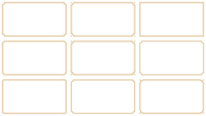 Wall Mural - set of rectangle subtle gold frame horizontal border in oriental style with 15x8 scale ratio for web
