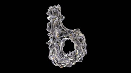 Poster - 3D glass lowercase alphabet letter b with light dispersion animation isolated on black background