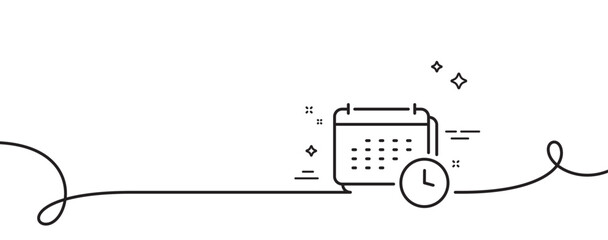 Poster - Calendar time line icon. Continuous one line with curl. Annual planner sign. Event schedule symbol. Calendar single outline ribbon. Loop curve pattern. Vector
