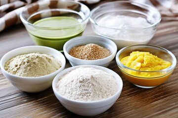 Sticker - various bread dough mixtures in mixing bowls