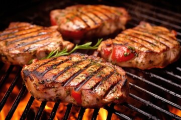 Wall Mural - close-up of a grilled chops with grill marks