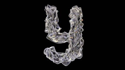 Poster - 3D glass lowercase alphabet letter y with light dispersion animation isolated on black background