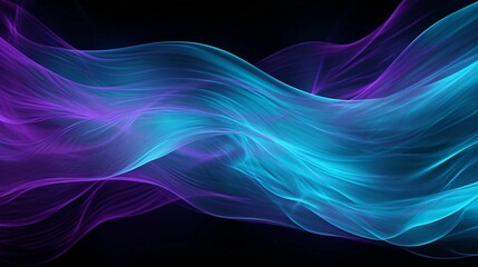 Wall Mural - AI generated illustration of a dynamic purple and blue wave on a black background